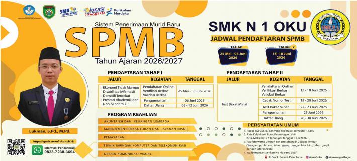 SPMB SMK Negeri 1 OKU Tahun Ajaran 2026/2027